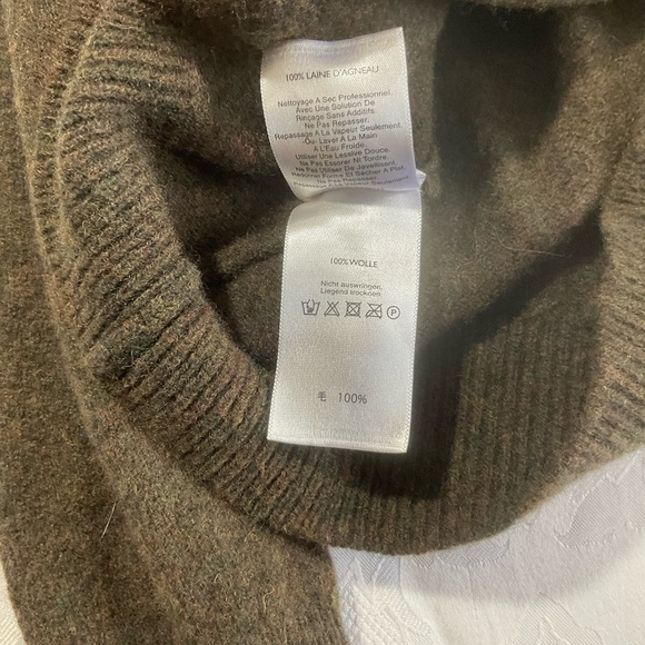 Eddie Bauer Lambs Wool Sweater Mens Size XLT Olive Green Shawl Neck Pullover - Picture 6 of 9